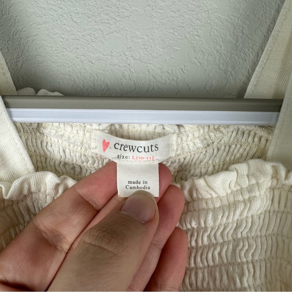 Crewcuts Girls Off White Cream Ruffle Sleeve Tee Shirt Size Large 10-11 - Picture 3 of 6